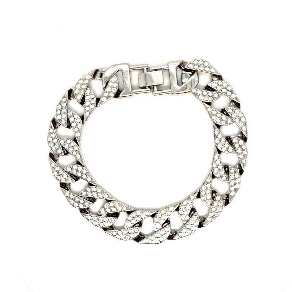 Silver Rhinestones Men's Bracelet